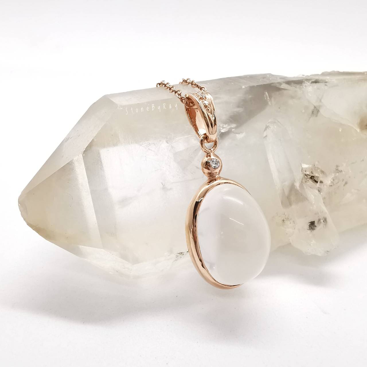 สร้อยคอเงินจี้หินมิลกี้ควอตซ์ Milky Quartz