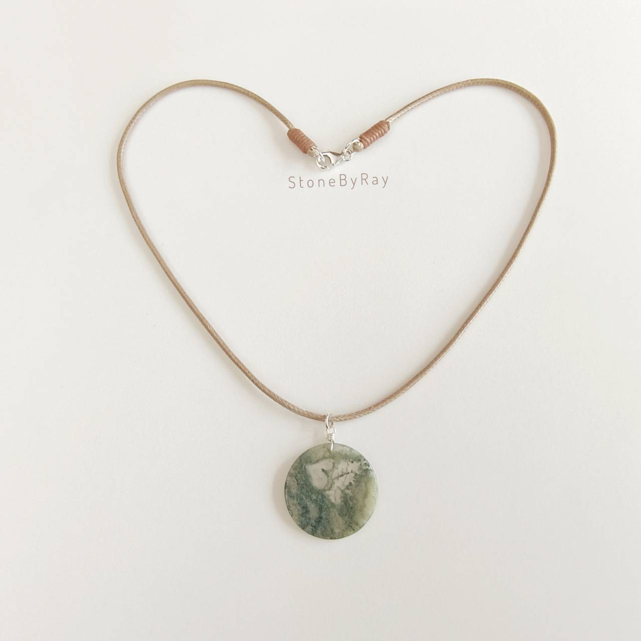 สร้อยคอเชือกจี้หินมอสอาเกต Moss Agate