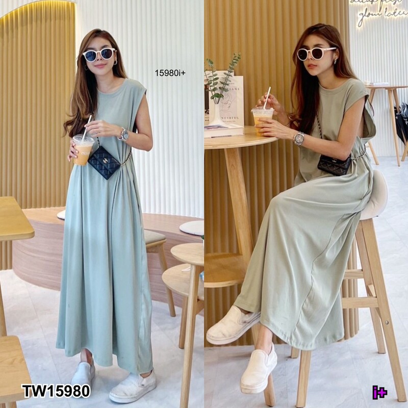 kudapy Dress เดรสแขนกุด สีดำ น้ำตาล เขียวอ่อน เขียวขี้ม้า ทรงปล่อย แอบเพิ่มกิมมิคแต่งกระเป๋าล้วงข้างทั้ง 2 ข้าง