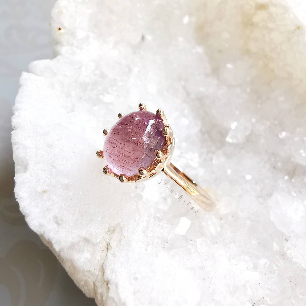 แหวนเงินหินซุปเปอร์เซเว่น(สีPink Gold)
