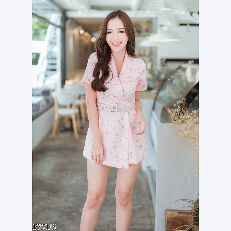 kudapy จั้มสูทกางเกงขาสั้นสีชมพู,เขียว,ครีม สวยใสใส่สบายตัวเนื้อผ้าดีมากๆ