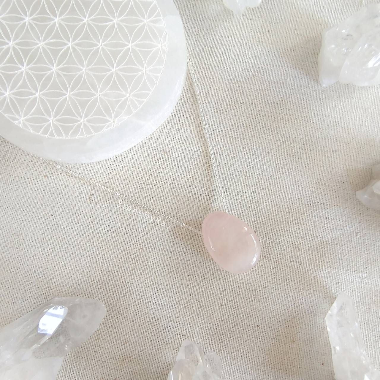 สร้อยคอเงินจี้หินโรสควอตซ์ Rose Quartz
