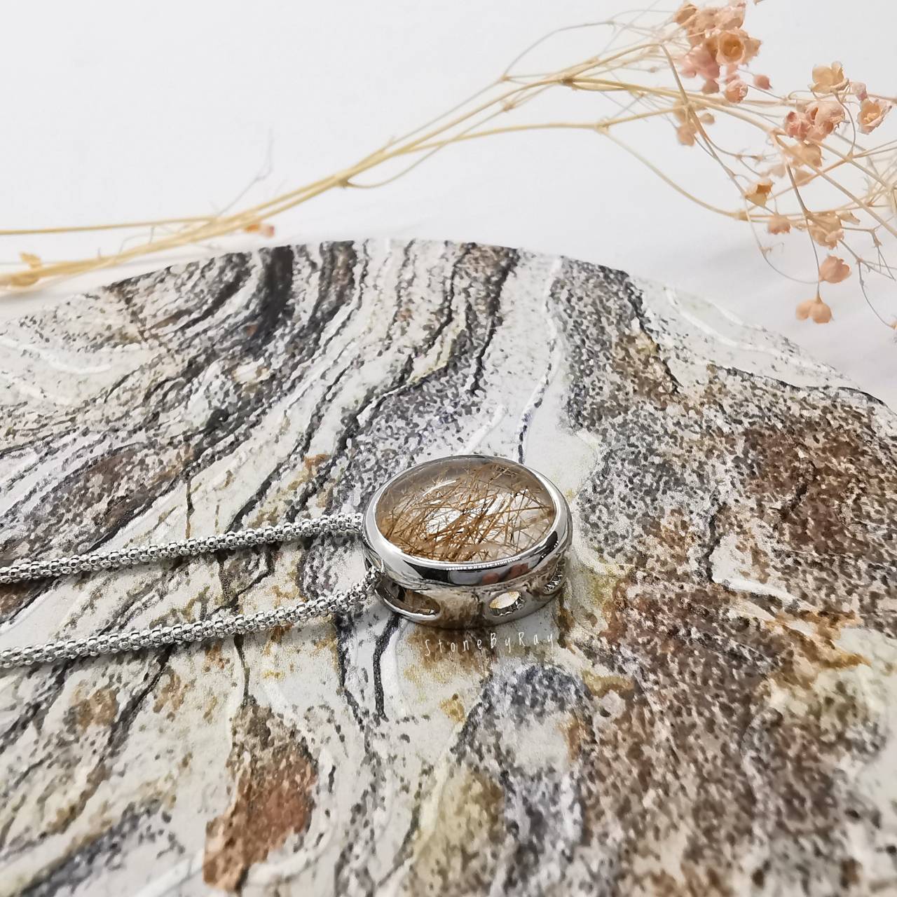 สร้อยคอเงินจี้หินไหมนาค Red Rutilated Quartz