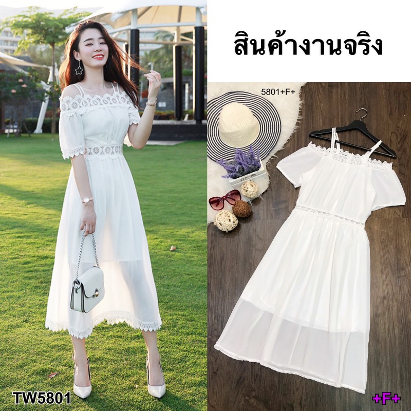 kudapy เดรสตัวยาวสีขาว ชมพู ดำ แดง เหลือง สายเดี่ยว2เส้น ดีไซน์ปาดไหล่ ผ้าชีฟอง ปาดไหล่ลูกไม้ถักทออย่างละเอียด