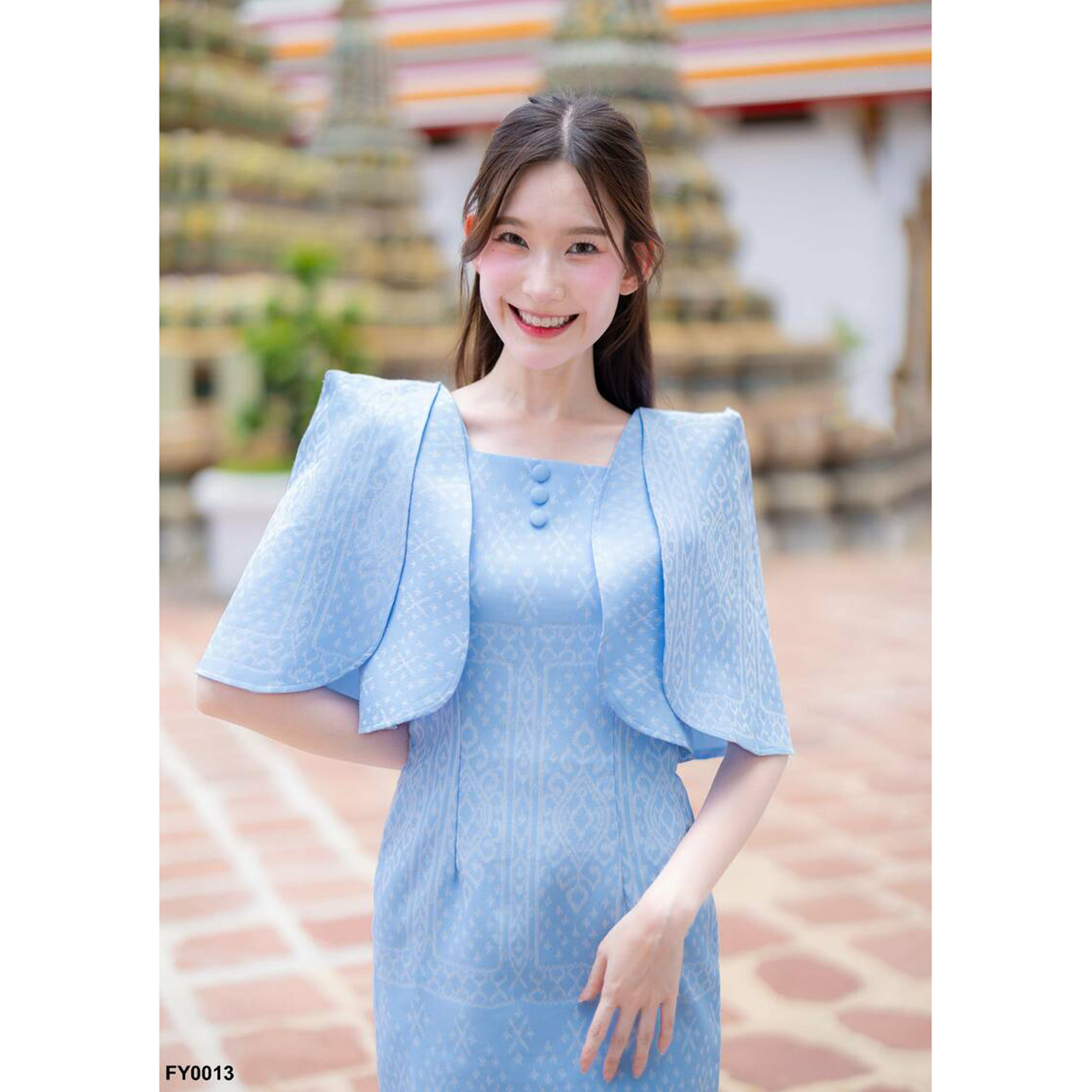 kudapy เดรสแต่งแขนสองชั้นคอเหลี่ยม