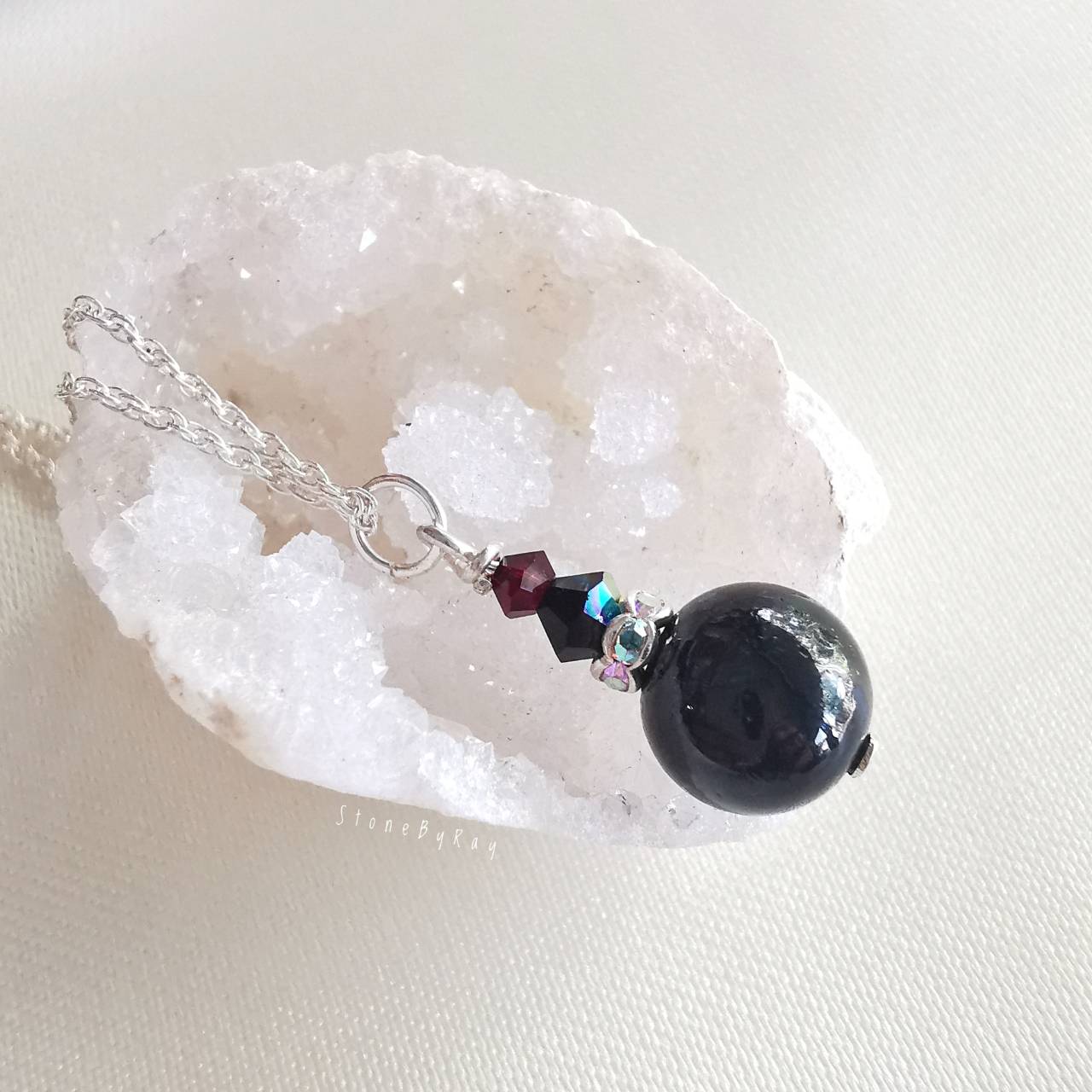 สร้อยคอเงินจี้นิลแท้ Black Spinel