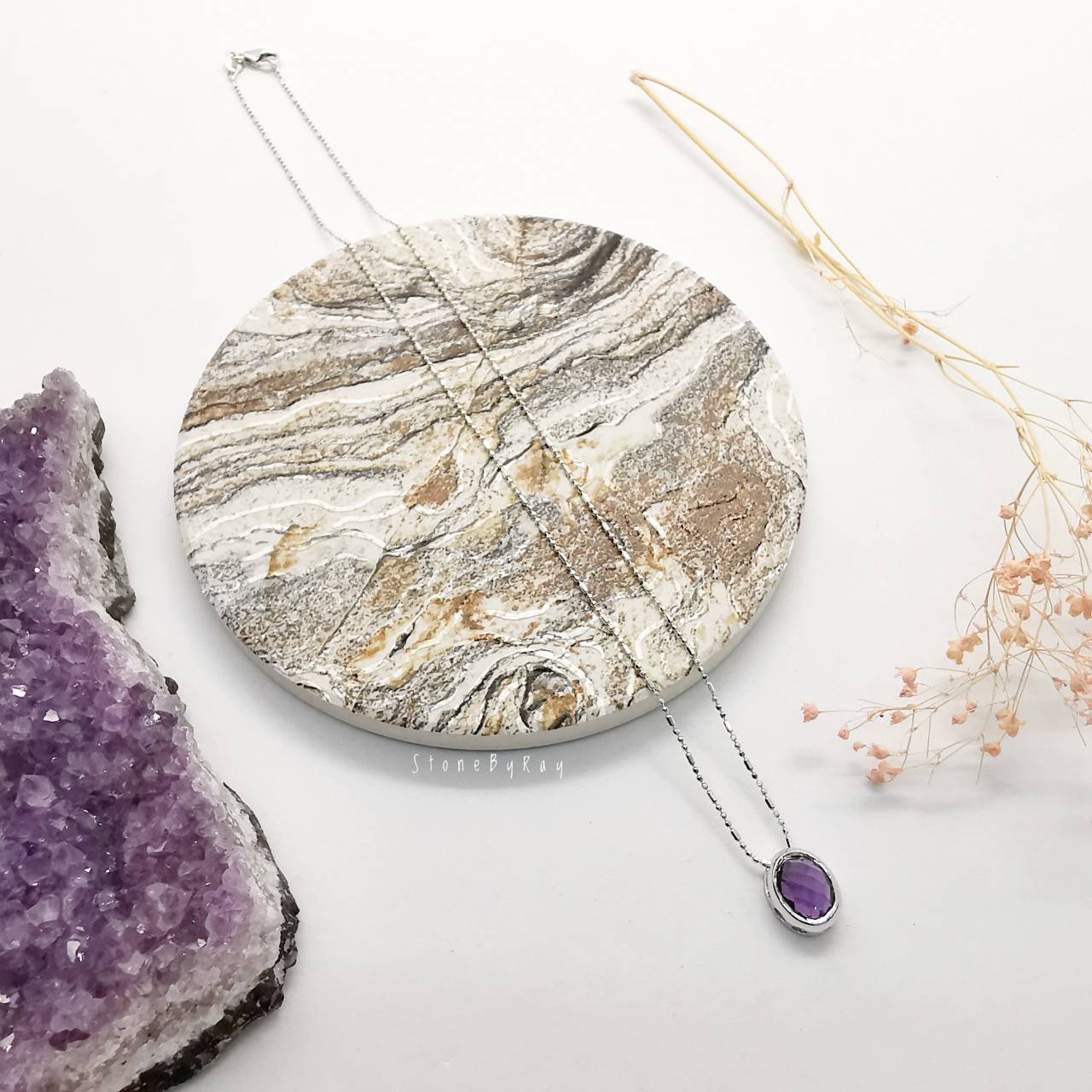 สร้อยคอเงินจี้พลอยอเมทิสต์(Amethyst)