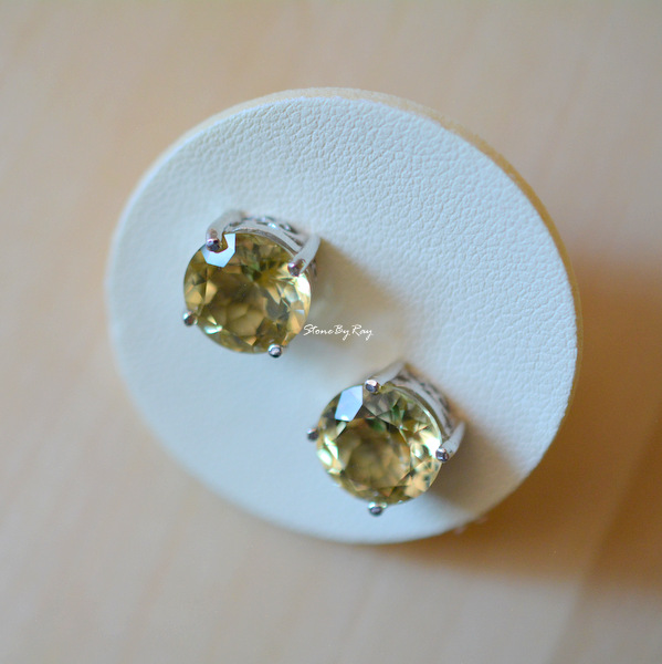 ต่างหูเงินพลอยกรีนอเมทิสต์ (Green Amethyst)
