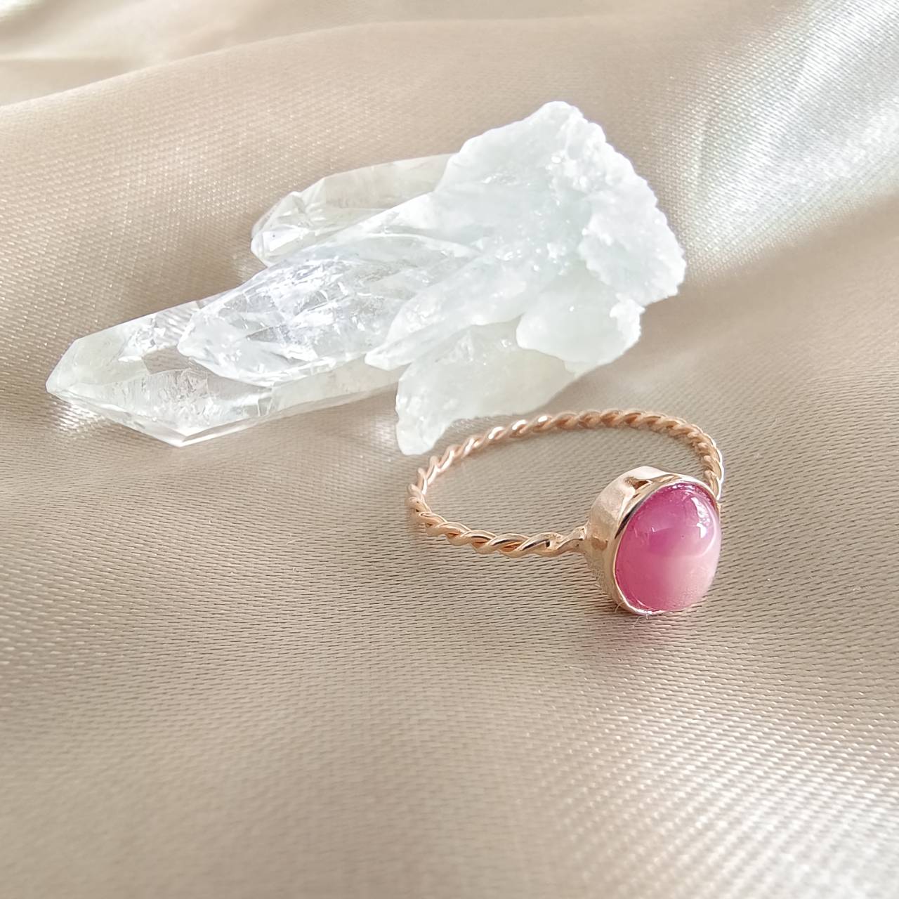 แหวนเงินชุบพิ้งโกลด์พลอยทับทิม Ruby