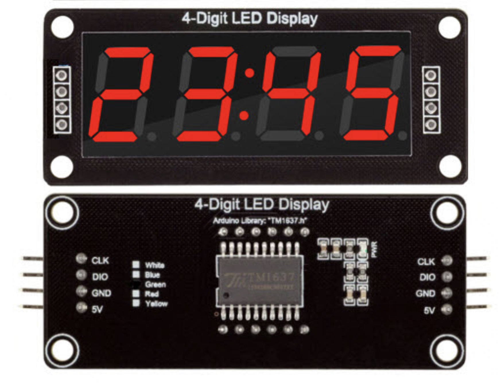 โมดูลแสดงค่าตัวเลข 4 หลัก จุดนาฬิกา 0.56" TM1637 Driver สีแดง
