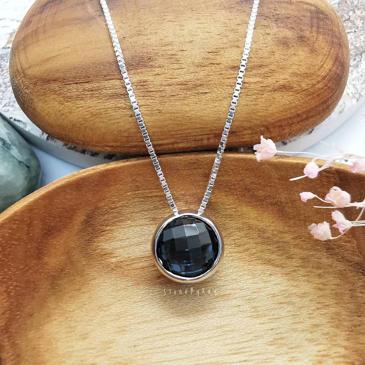 สร้อยคอเงินจี้พลอยลอนดอนบลูโทพาส London Blue Topaz