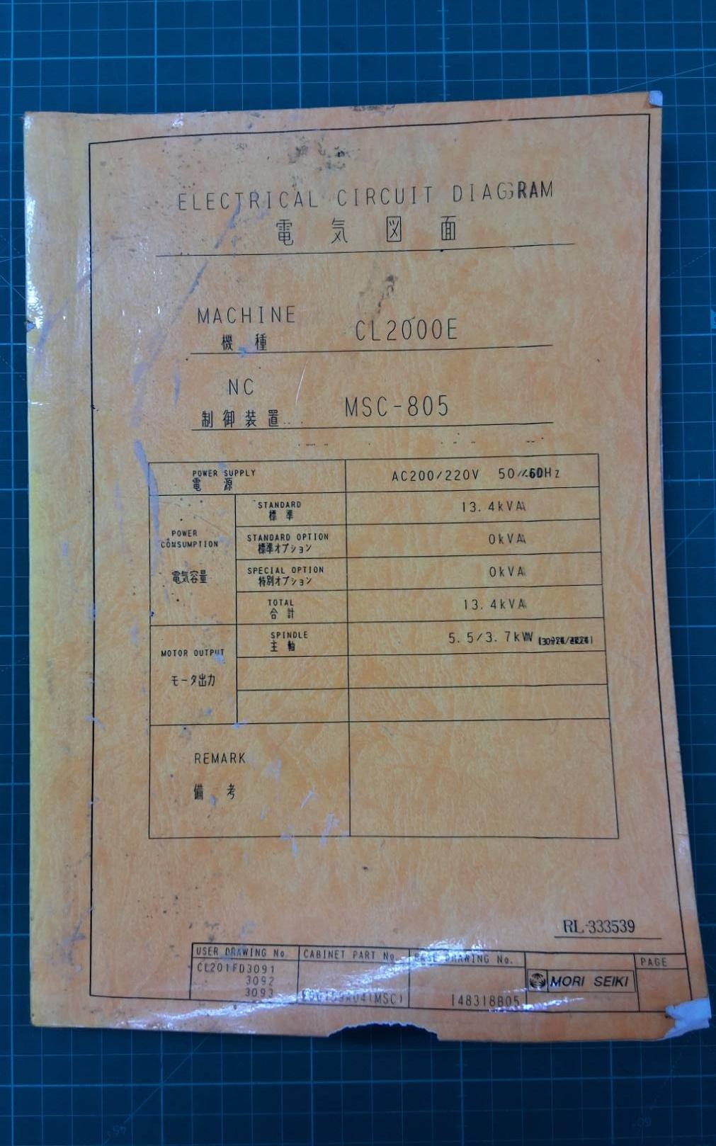 MORI SEIKICL2000E MSC-805 LADDER DIAGRAM
