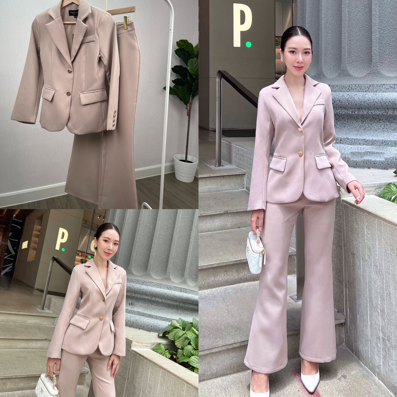 kudapy setsuit เสื้อ+กางเกง สีแดง,สีเทา,สีชมพู เป็นอีกรุ่นที่แนะนำมาก รุ่นนี้ใช้ผ้าทอพิเศษ จะมีความนิ่มลื่น ไม่ยับง่าย Texture ของผ้าคือมีความหรูหรา แต่งกระดุมทอง 2