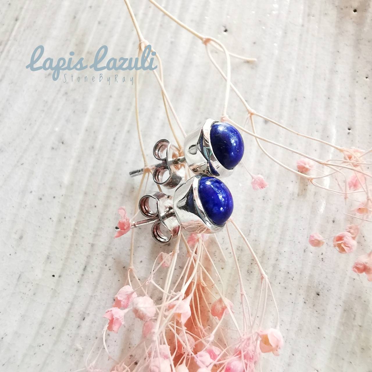 ต่างหูเงินหินลาพิสลาซูลี Lapis Lazuli