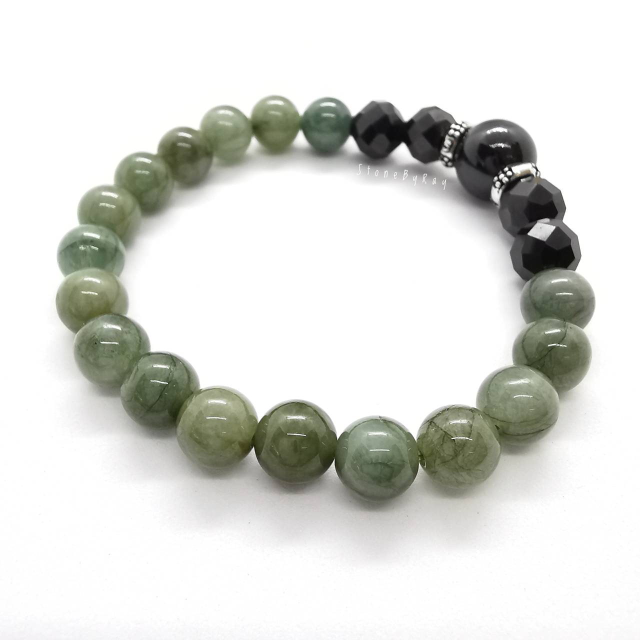สร้อยข้อมือหยกกับนิลแท้ Jade+Black Spinel