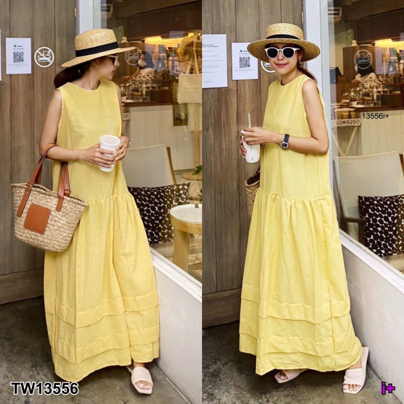 kudapy เดรสยาวสีำ/สีเหลือง/สีแดง แขนกุด สไตล์โคเรียเรียบหรูมากรุ่นนี้ ดีเทลรูดน้อยๆช่วงต่ำกว่าเอวทรงปล่อยๆ