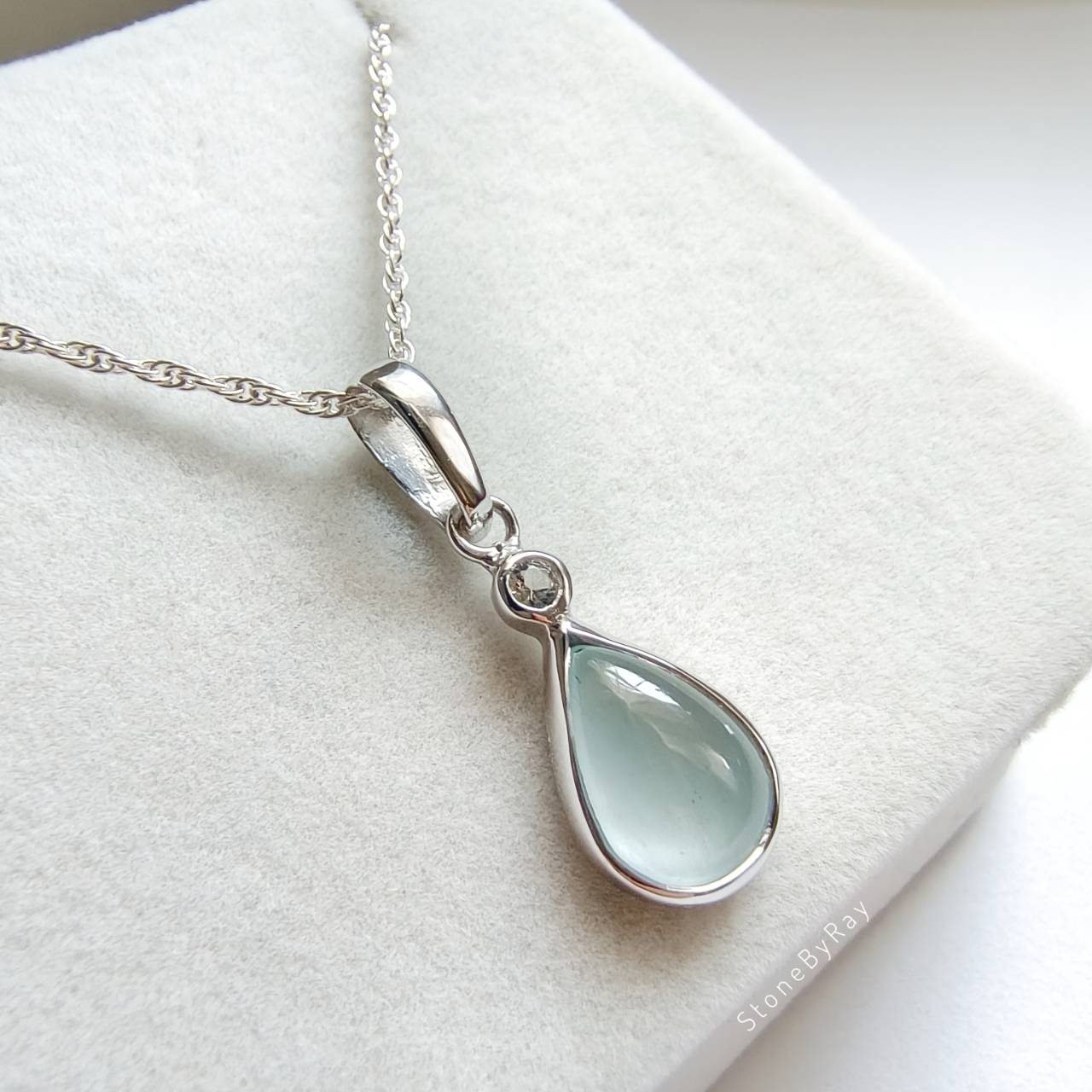 สร้อยคอเงินจี้พลอยอความารีนกับไวท์โทพาส Aquamarine