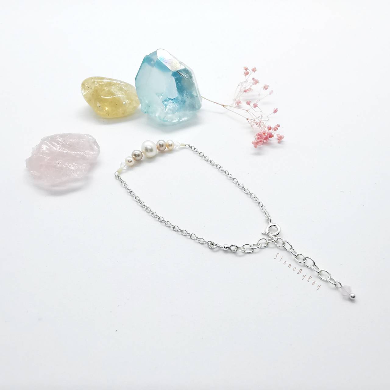 สร้อยข้อมือเงิน+ไข่มุกแท้สีธรรมชาติ Pearl