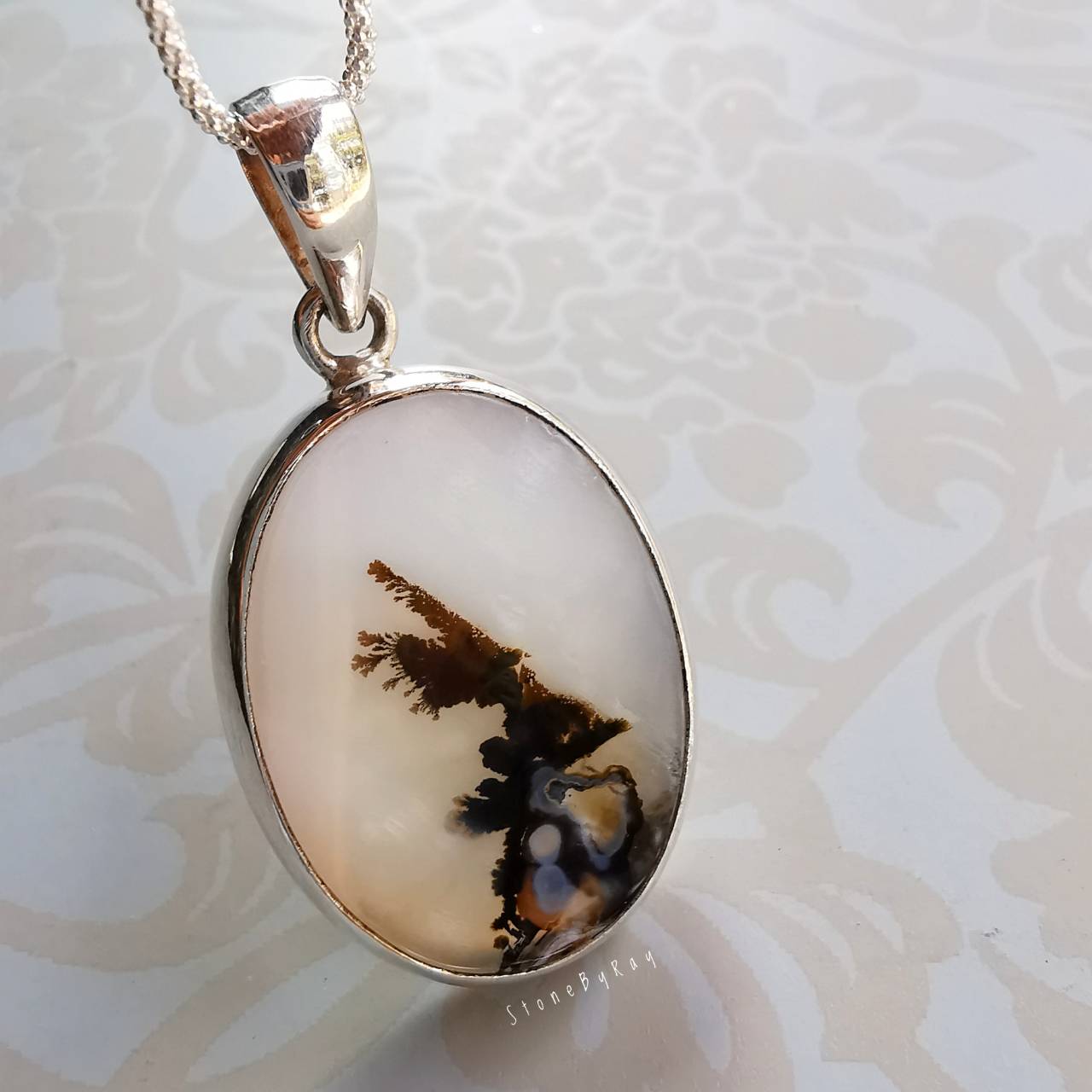 สร้อยคอเงินจี้หินเมอร์ลิไนท์