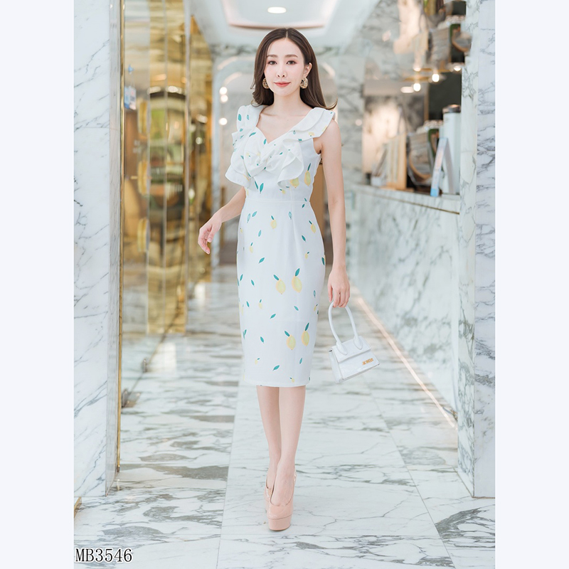 kudapy เดรสสั้นสีขาว แขนกุดทรงโบว์ดด๊สุภาพเรียบร้อยใส่่สบายตัว