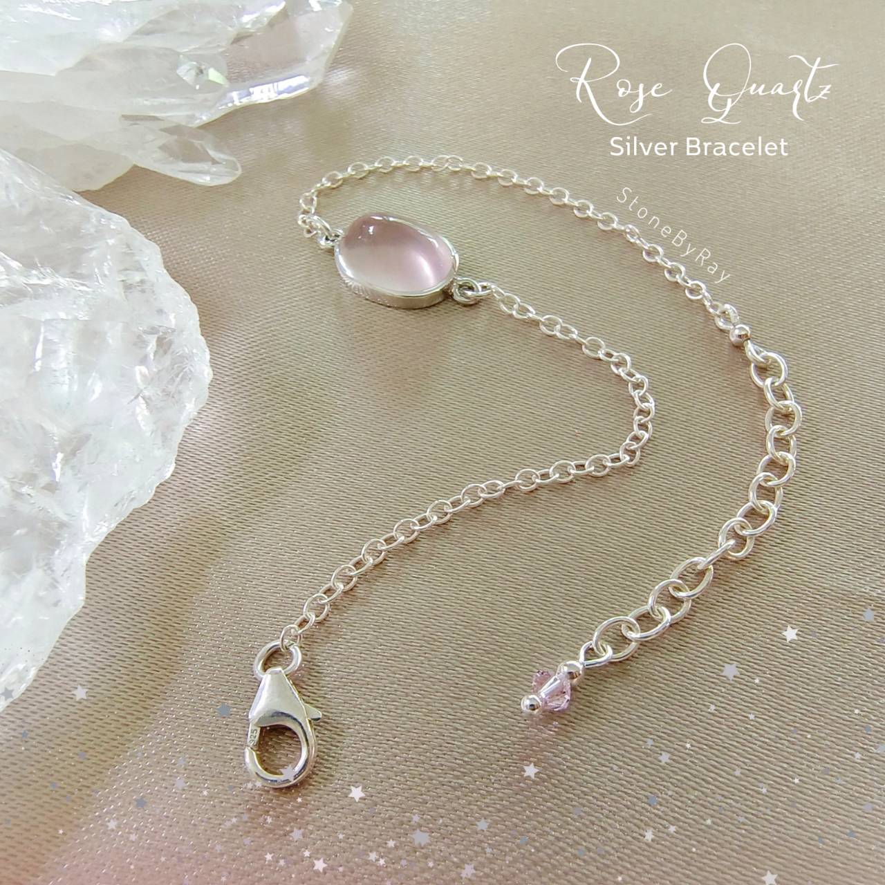สร้อยข้อมือเงินหินโรสควอตซ์ Rose Quartz