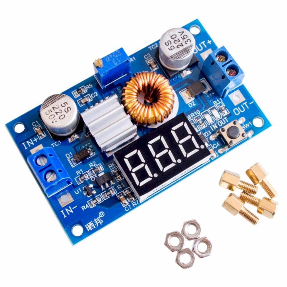 XL4015 Step down 5A 4-38VDC to 1.25-35V with Voltmeter โมดูลเรกูเลต step down 5A พร้อมโวลต์มิเตอร์ 1ปุ่ม