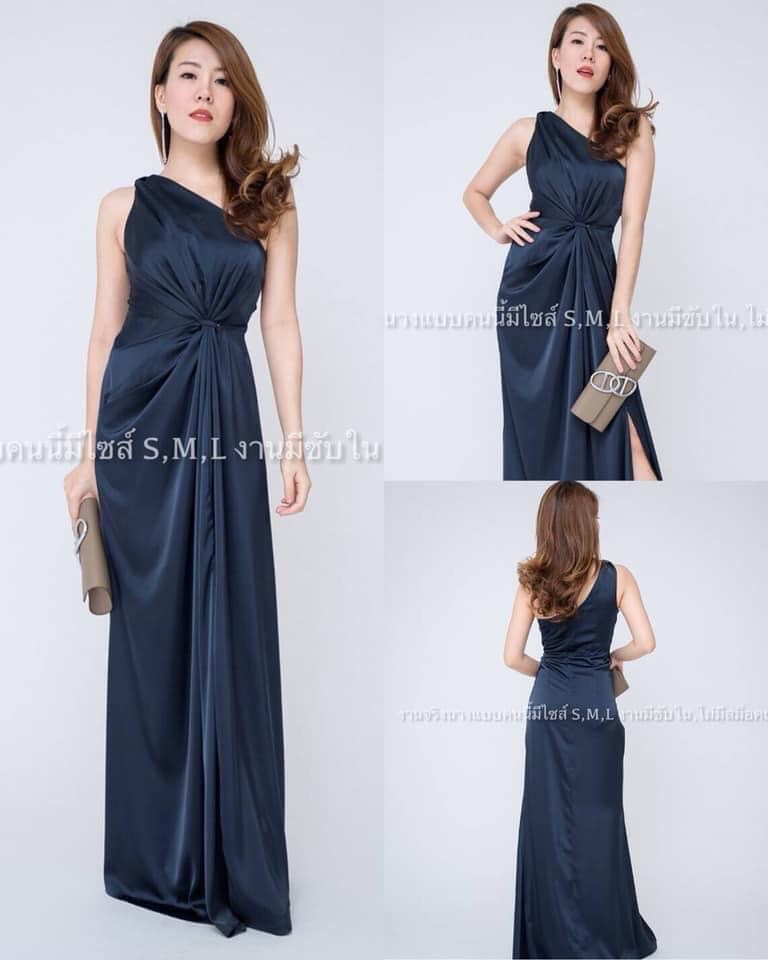 kudapy ชุดราตรียาวไหล้เบี่ยงเฉียงข้าง รวบไหล่ มัดเอว ผ้าเครปซาติน สีเทา ,แดงไวน์ ,ส้มอิฐ ,เขียวแก่ ,กรมท่า, น้ำตาลอิฐ ,ชมพู
