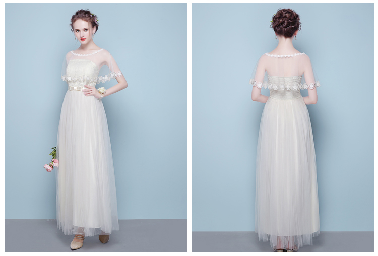 kudapy เดรสราตรียาวออกงานงานสีครีม + ผ้าคลุมซีทรู ผ้าคลุมปักดอกไม้เหมือนแบบ