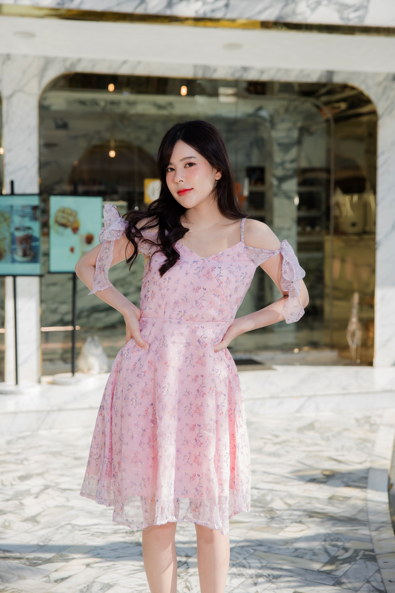 kudapy เดรสสั้นผ้าชีฟองสีชมพู/สีครีม/สีม่วง งานดีมากค่ะรุ่นนี้ สินค้าขายในห้าง รับรองไม่ผิดหวังค่ะ