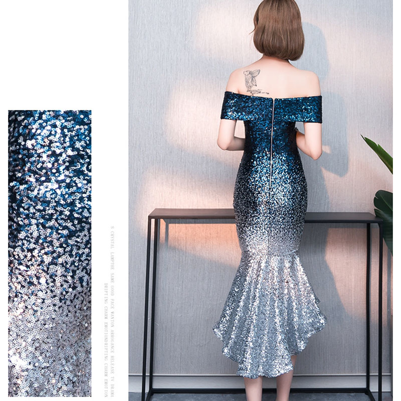 kudapy เดรสสั้นสีแดง/สีกรมท่า ทรงปาดไหล่เข้ารูปกระโปรงหางปลา แนวเรียบหรูดูแพง สวยดูดี เหมาะสำหรับชุดออกงานต่างๆ