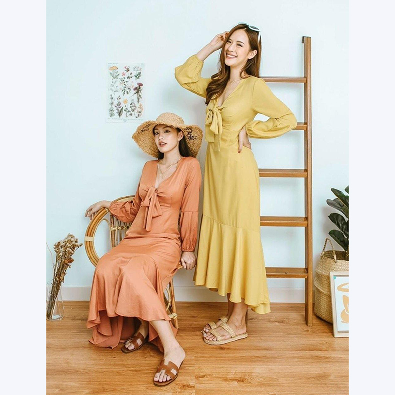 kudapy เดรสยาวสีชมพู,ขาว,เลือง,ส้มอิฐนื้อผ้าดี มีซับใน ใส่ได้ทุกลุค สวยทุกสี บอกเลยว่าแซ่บโดนใจสาวๆแน่นอนค่ะ