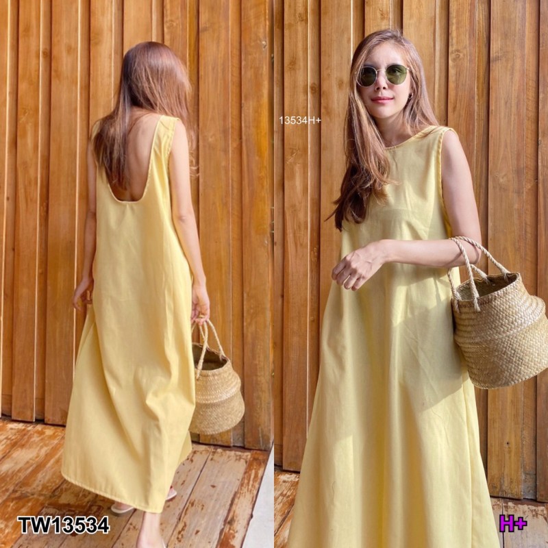 kudapy Maxi Dress เดรสยาวสีส้ม/สีครีม/สีเหลือง/สีเหลือง/สีดำ/สีขาว เว้าหลัง แขนกุด มีกระเป๋าข้างสองข้าง เนื้อผ้าลินินเนื้อดี เรียบหรูดูดีสุดๆ