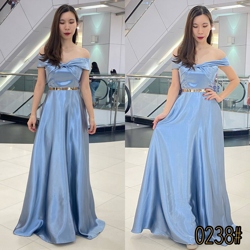 kudapy เดรสยาวสีขาว แดง โรสโกลด์ พิ้งโกลด์ ฟ้า อกทวิต พรางแขน พรางสะโพก เปิดบ่าโชว์ไหล่นิดๆ ใส่แล้วดูเพรียว ซิปหลัง ใส่ง่าย ใส่ออกงานสวยดูดี