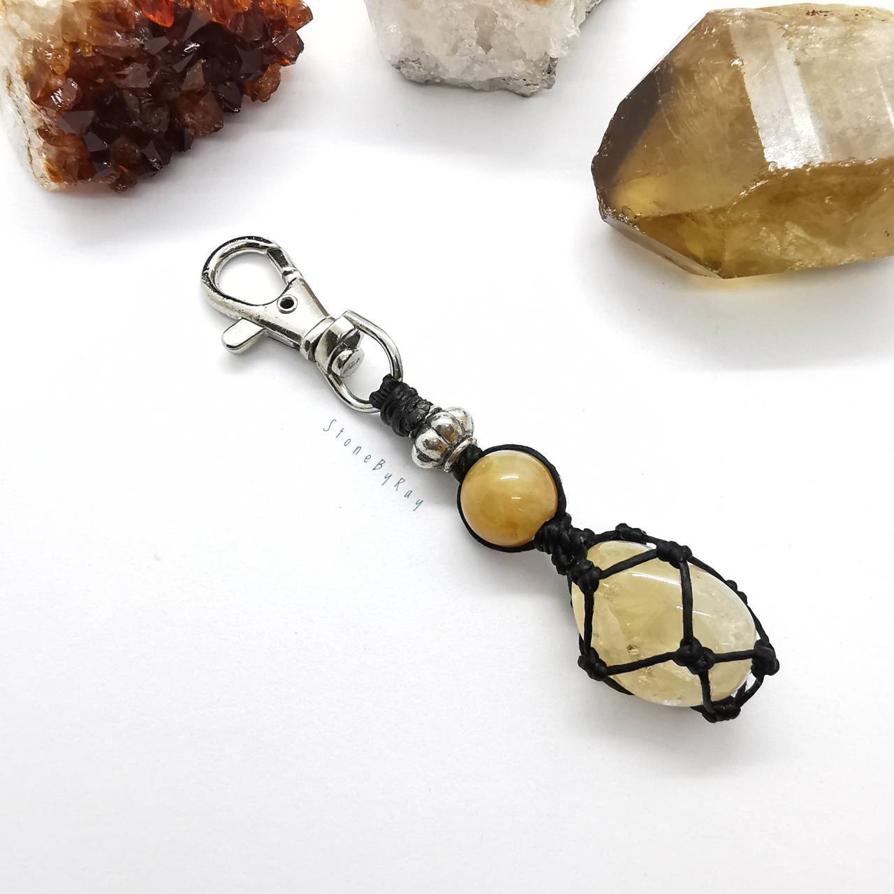 พวงกุญแจเชือกถักหินซิทริน Citrine