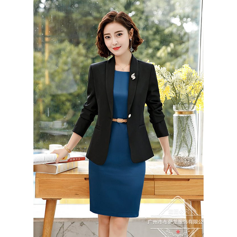 kudapy ชุดเดรส สีน้ำเงิน ชุดทำงาน แขนกุด ชุดเดรสยูนิฟอร์ม ทรงเรียบหรู เนื้อผ้าโพลีเอสเตอร์ + คอนตอน เนื้อดี (พรีออเดอร์ค่ะ รอสินค้า 15-30 วัน)