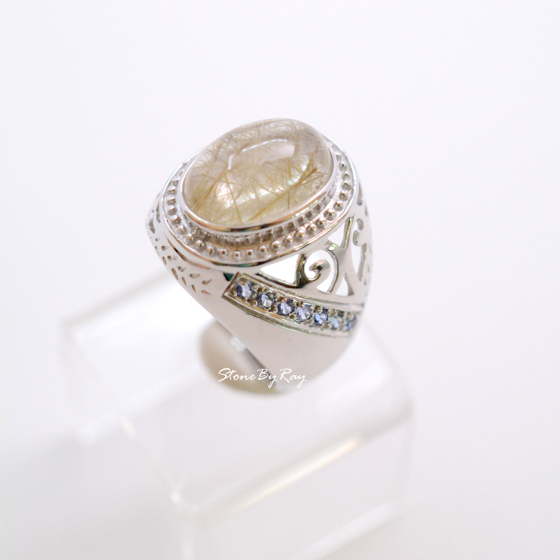 แหวนเงินหินไหมทอง Rutilated Quartz
