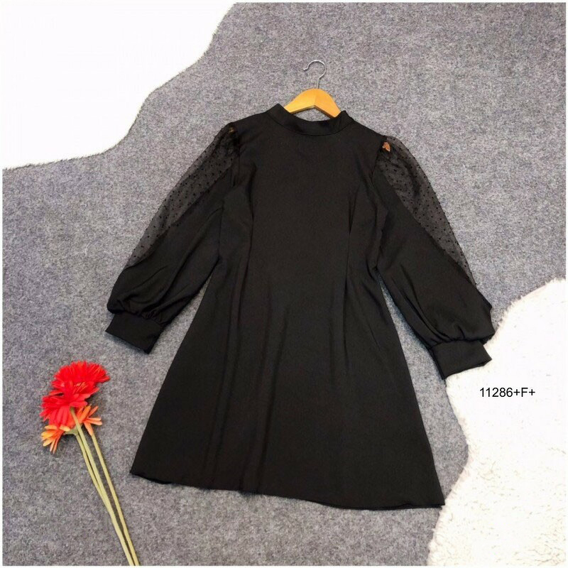 kudapy เดรสสั้น แขนยาว แขน 2 ข้างแต่งซีทรู เดรสงานผ้าซาร่า ด้านหลังผูกโบว์สวย ดูเก๋ เอวไม่สม็อค ช่วงกระโปรงบานสวยน่ารัก