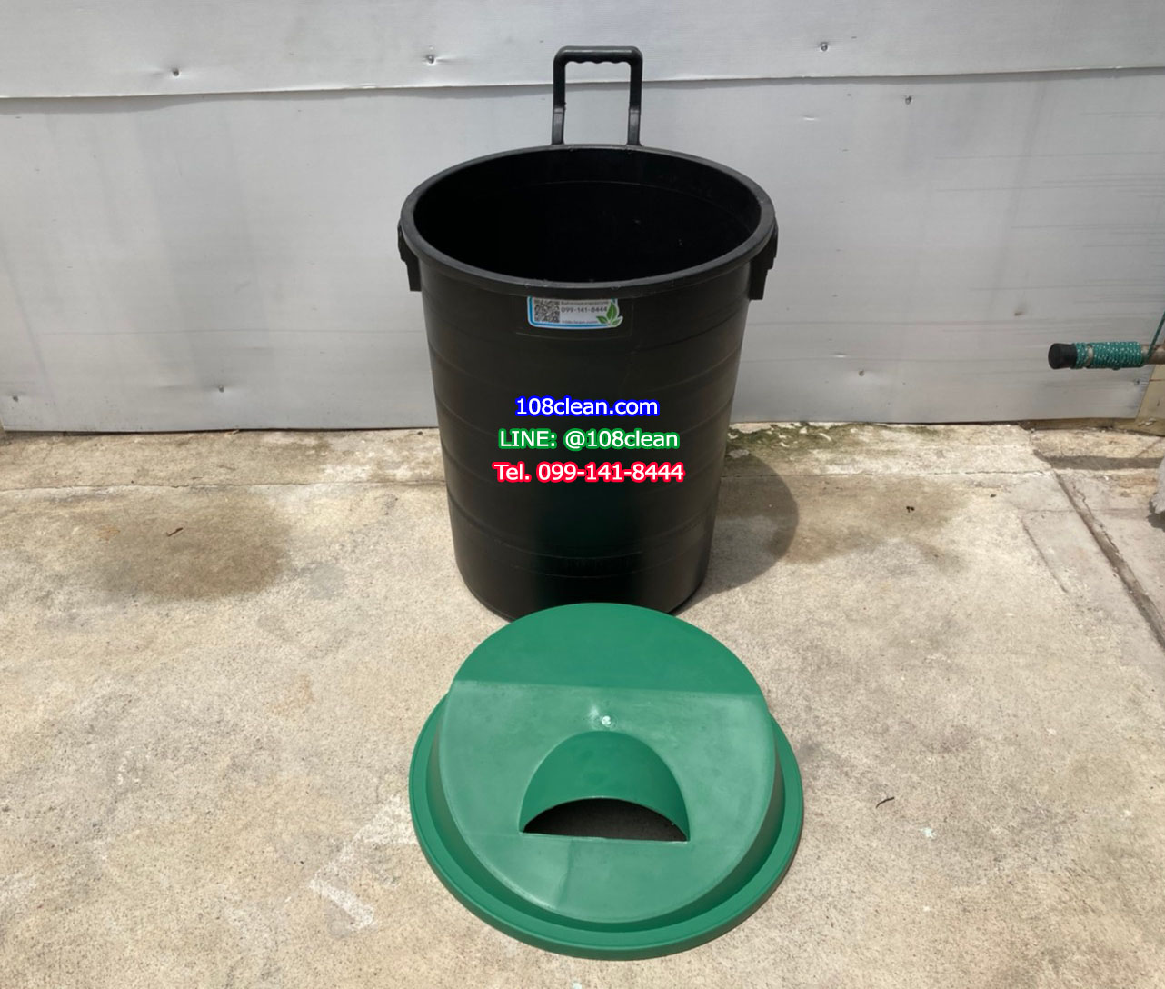 ถังขยะพฤกษา ตัวถังสีดำ มีล้อลาก 120 ลิตร