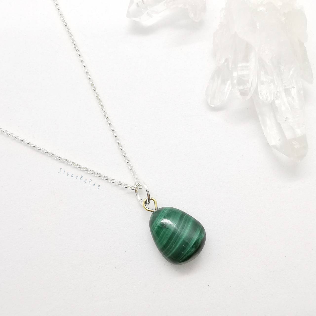 สร้อยคอเงินจี้หินมาลาไคต์ Malachite