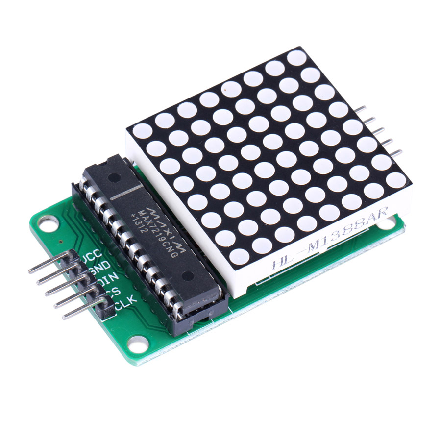 LED Matrix Driver MAX7219 IC Driver Module + LED Dot Matrix 8x8 ขนาด 40mm x 40mm พร้อมสายไฟ
