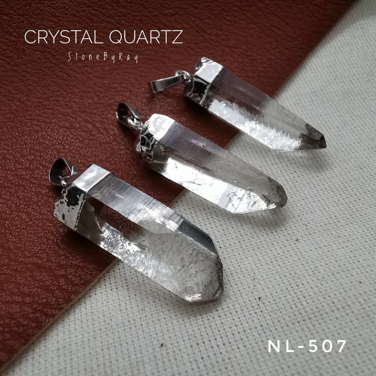 สร้อยคอเงินจี้หินคริสตัลควอตซ์ผลึกธรรมชาติ Crystal Quartz