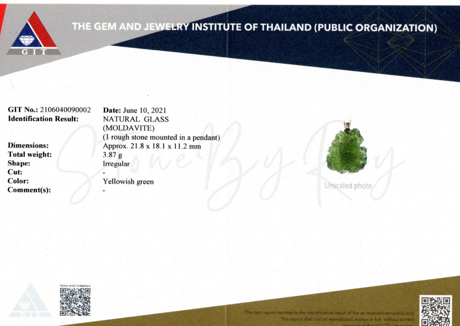 สร้อยคอเงินจี้สะเก็ดดาวโมดาไวท์(Moldavite)
