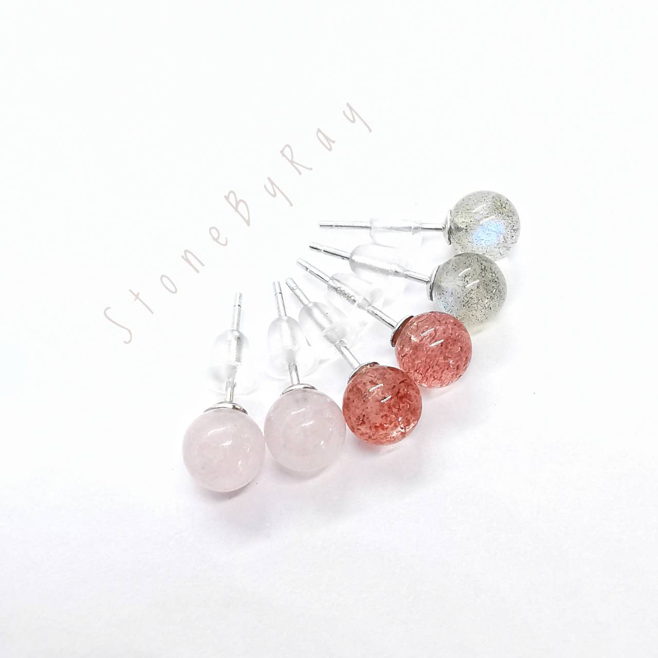 ต่างหูเงินหินลาบราโดไลท์ Labradorite