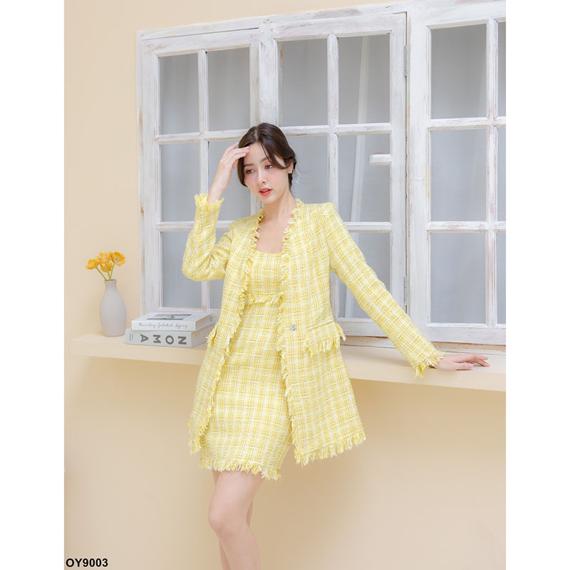 kudapy ชุดเซต 2 ชิ้นสีชมพู/สีเหลือง งานผ้าทวิตสีหวาน พาสเทล แมตช์ง่ายใส่ได้หลายลุค เรียบๆแบบคุณหนู แต่ก็เรียบหรู