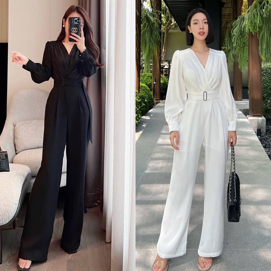 kudapy จั้มสูทขาวยาวสีดำ สีขาว เสื้อชีฟองผ้าพริ้วๆ เย็นใส่สบายมากค่ะ กางเกงมีซับในขาสั้นอย่างดี กระเป๋าจริง เสื้อมีฟองน้ำเสริมที่อก ซิปด้านหลัง