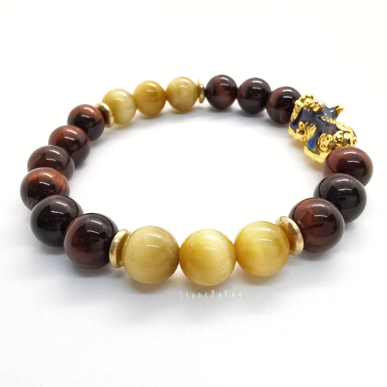 สร้อยข้อมือหินตาเสือทอง,ตาเสือแดงร้อยกับปี่เซี่ยะเปลี่ยนสีได้