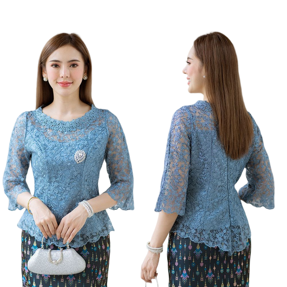 kudapy (เฉพาะเสื้อ) เสื้อลูกไม้สีชมพู/สีแดง/สีฟ้าน้ำทะเล ตัวเสื้อใช้ผ้าลูกไม้ใยบวบเนื้อดีลายลูกไม้แน่นทั้งตัว ตัวเสื้อมาพร้อมซับในเนื้อดีในตัว