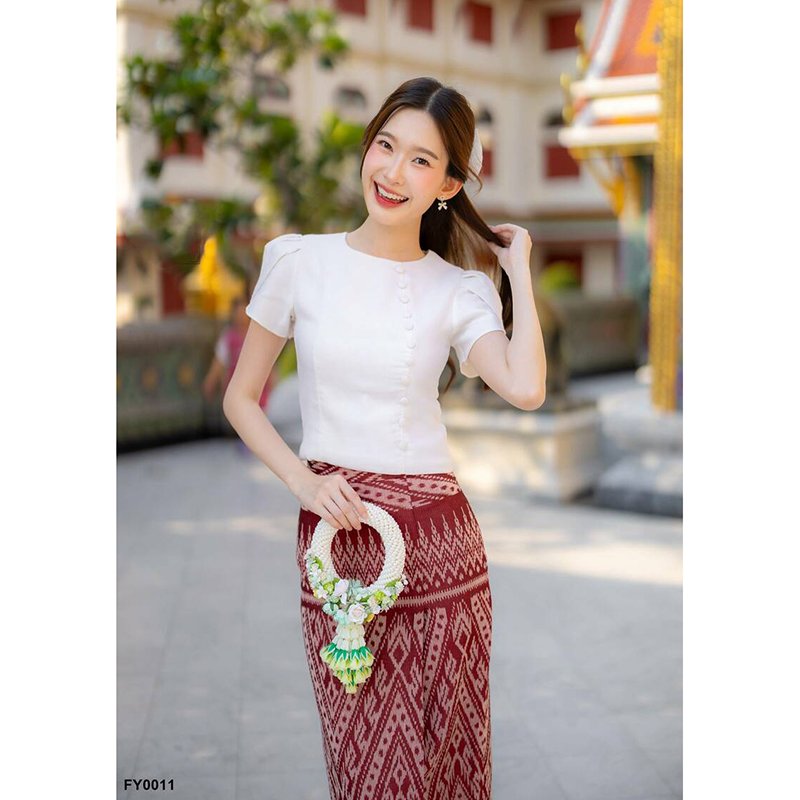 kudapy ชุดเซ็ทเสื้อ+กระโปรงลายไทยลิซ่า ใส่สบายสวยดูดี