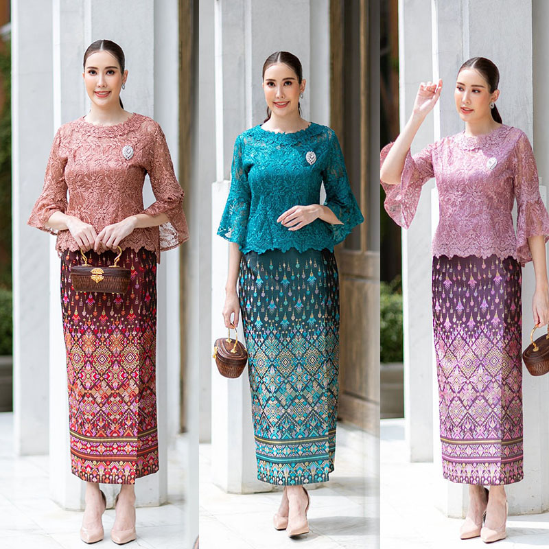 kudapy เสื้อผ้าลูกไม้สีเขียว/สีชมพูเข้ม/สีม่วง เนื้อดีทอลายแน่นทั้งตัว มาพร้อมซับในเนื้อดีในตัว มีซิปหลังสวมใส่ง่าย (เฉพาะเสื้อ)