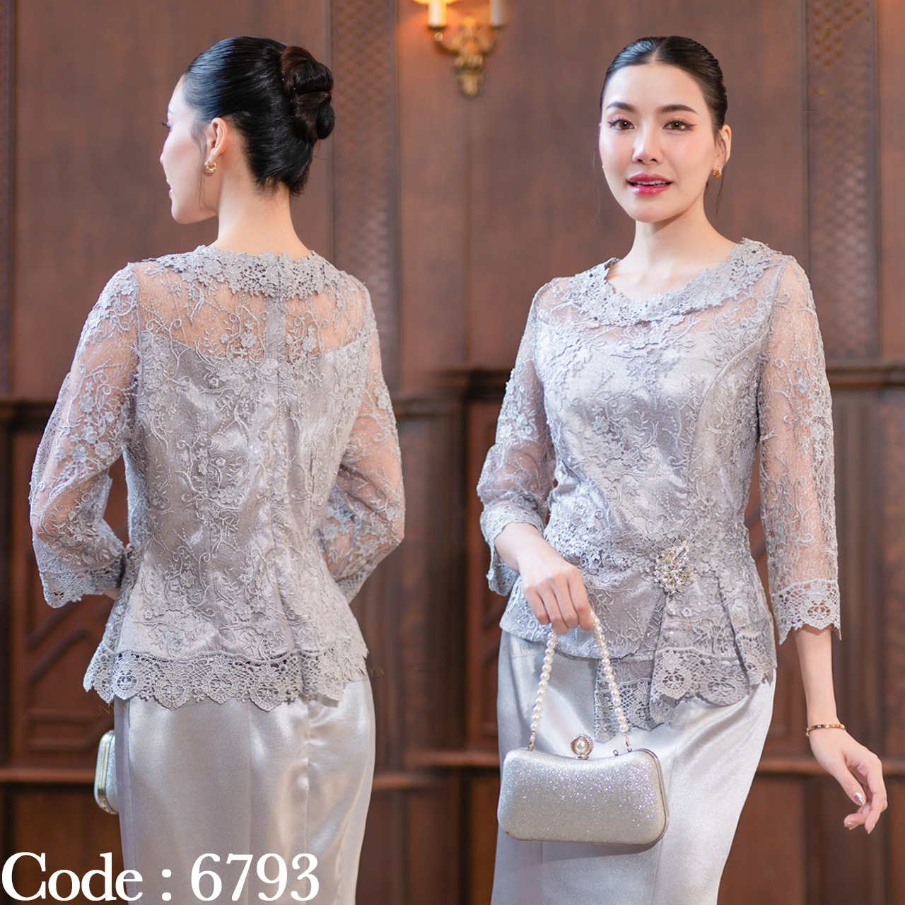 kudapy งานเสื้อลูกไม้3มิติดอกนูนลอย เกรดพรี่เมียม ลายลูกไม้แน่นมาก ช่วงเอวจีบจีบด้านหน้า งานมีซับในและซิปซ่อนหลัง (เฉพาะเสื้อ)